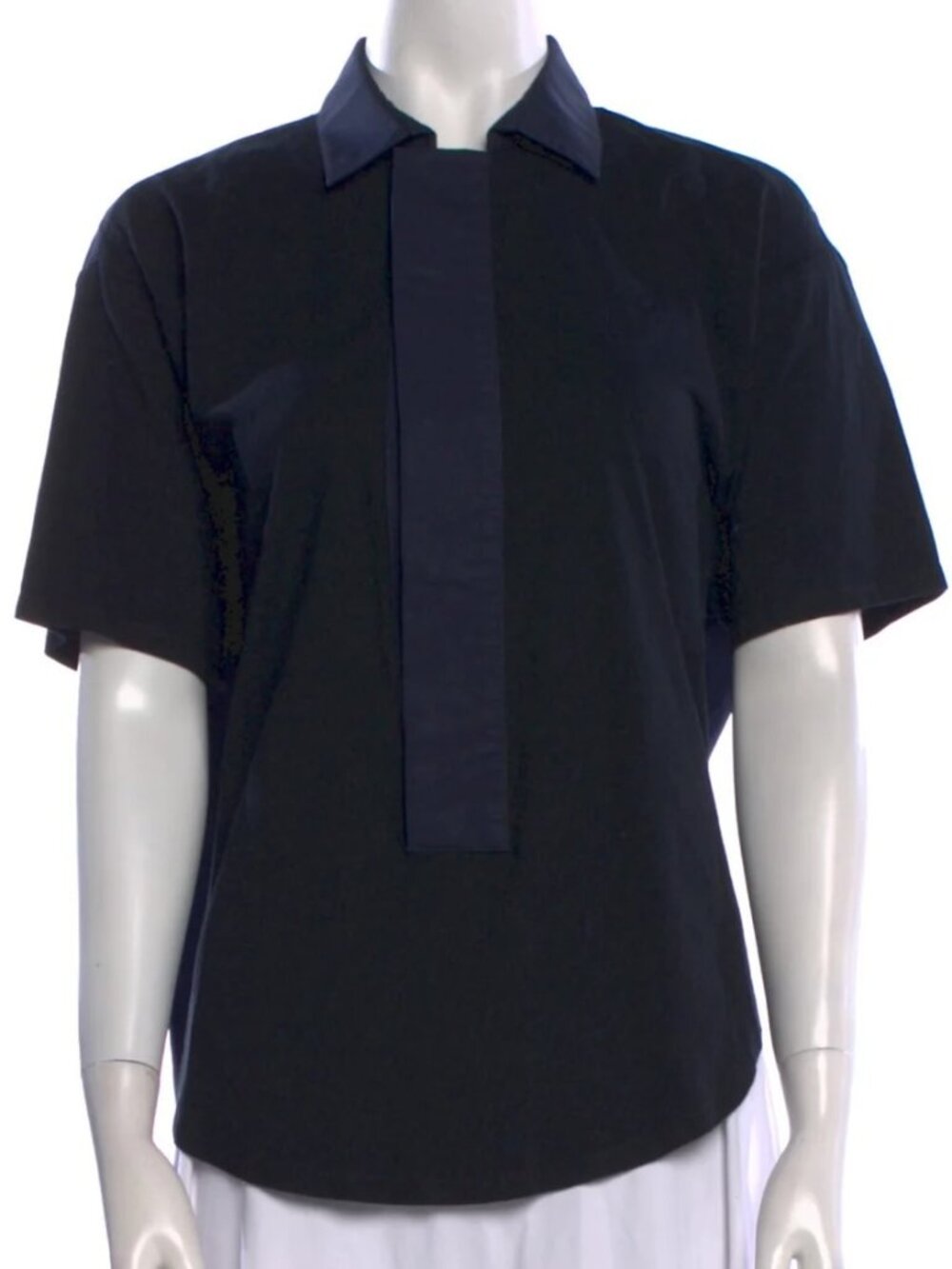 Marni Black and Navy Cotton Architectural Top Minimalist Collared  S | US4, IT40 - Picture 3 of 8